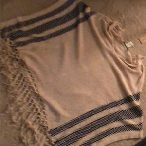 Cream striped poncho